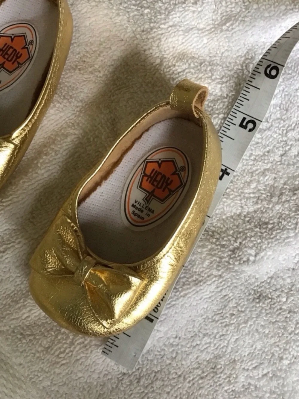 Vintage Hedy brand infant slip on ballet flats made in Villena, Spain 1960-1970s
